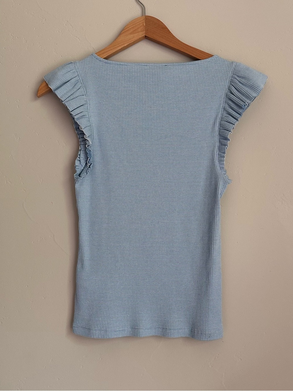 J. Crew Light Blue Ruffled Sleeve Knit Tank - Picture 2 of 5